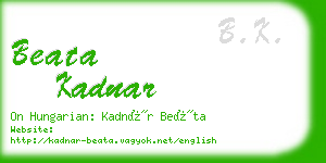 beata kadnar business card